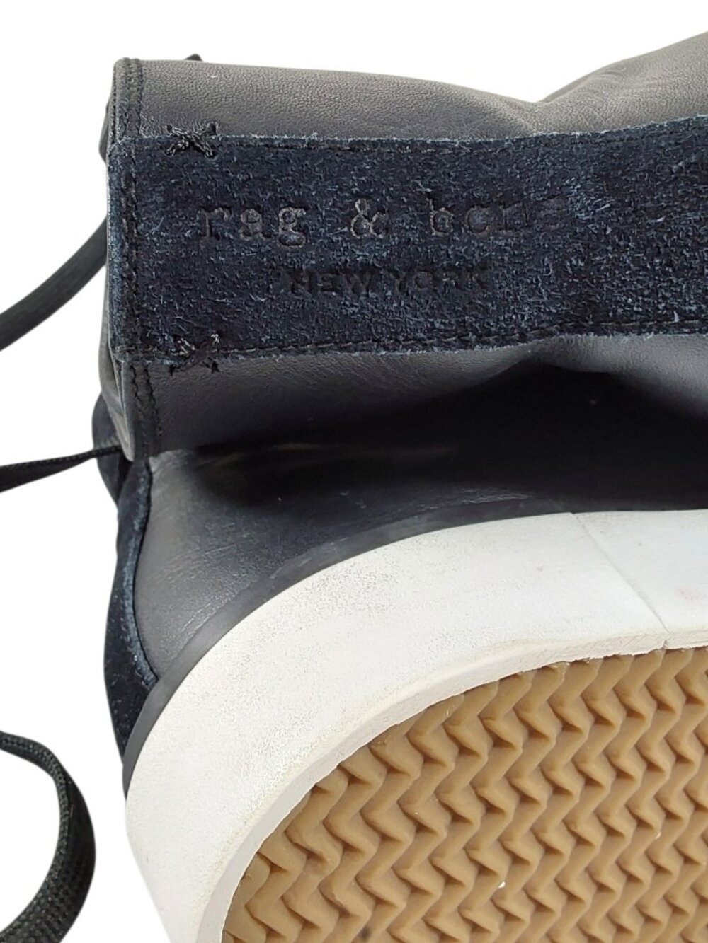 rag & bone RB Army Black Leather High Top Sneakers Women's Luxury/Edgy - 41 (10) - Picture 10 of 12